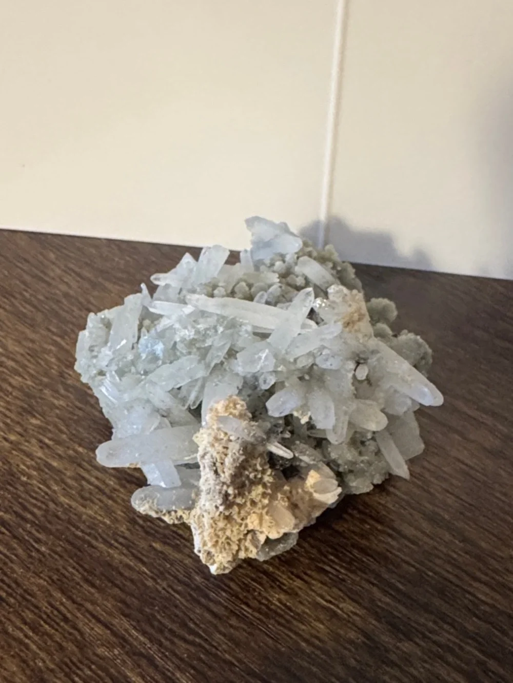 Clear White Quartz Needle Crystal Cluster w/Green Chlorite Inclusions